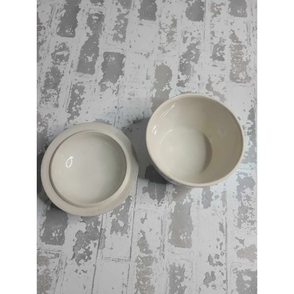 3500 Vintage Blue Heron‎ Chinese Porcelain Lidded Rice Bowl